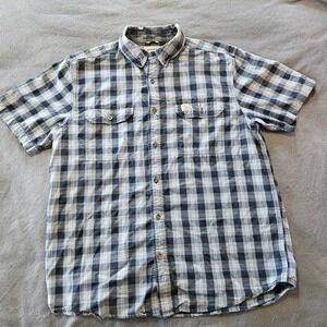 Carhartt Relaxed Fit Plaid‎ Short Sleeve Button Down Work Shirt Mens Large